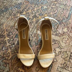 Steve Madden White Leather Strappy Heels